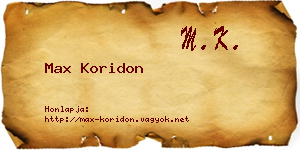 Max Koridon névjegykártya
